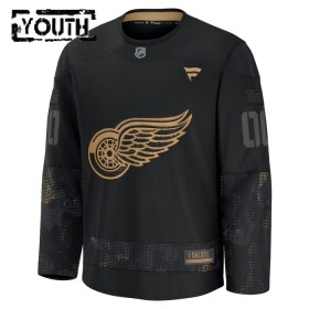 Dresovi Detroit Red Wings 2024-25 Fanatics Military Appreciation Practice Custom Crno - Dječji